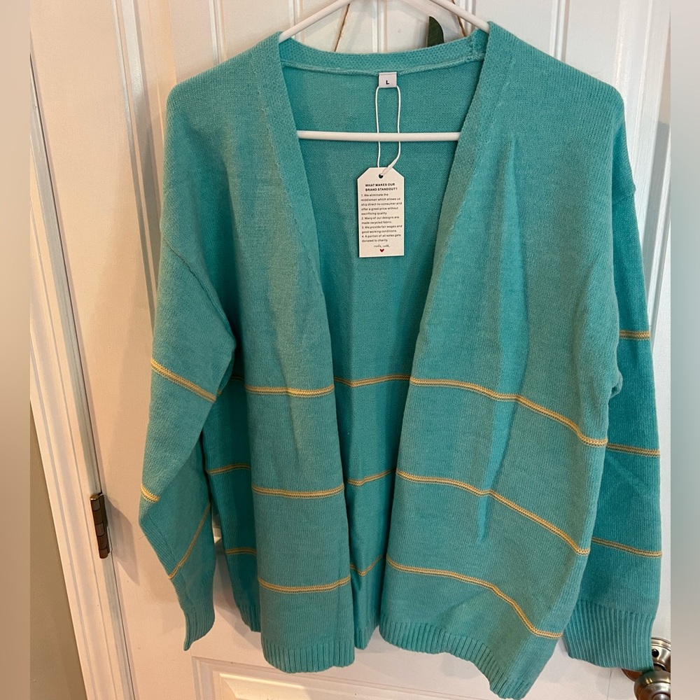 Women’s Teal Striped Cardigan